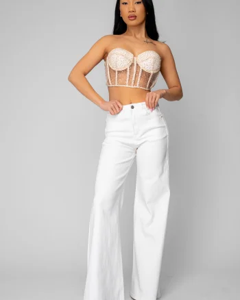 Blugi elastici evazati din denim Off White