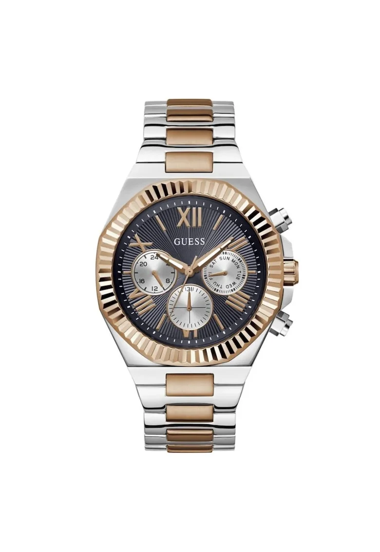 Ceas barbatesc  GW0703G4, 44mm, curea metalica roz aurie, mecanism quartz, rezistent la apa 5 ATM