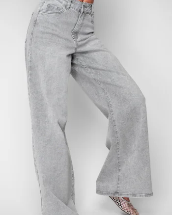 Blugi elastici largi din denim Grey