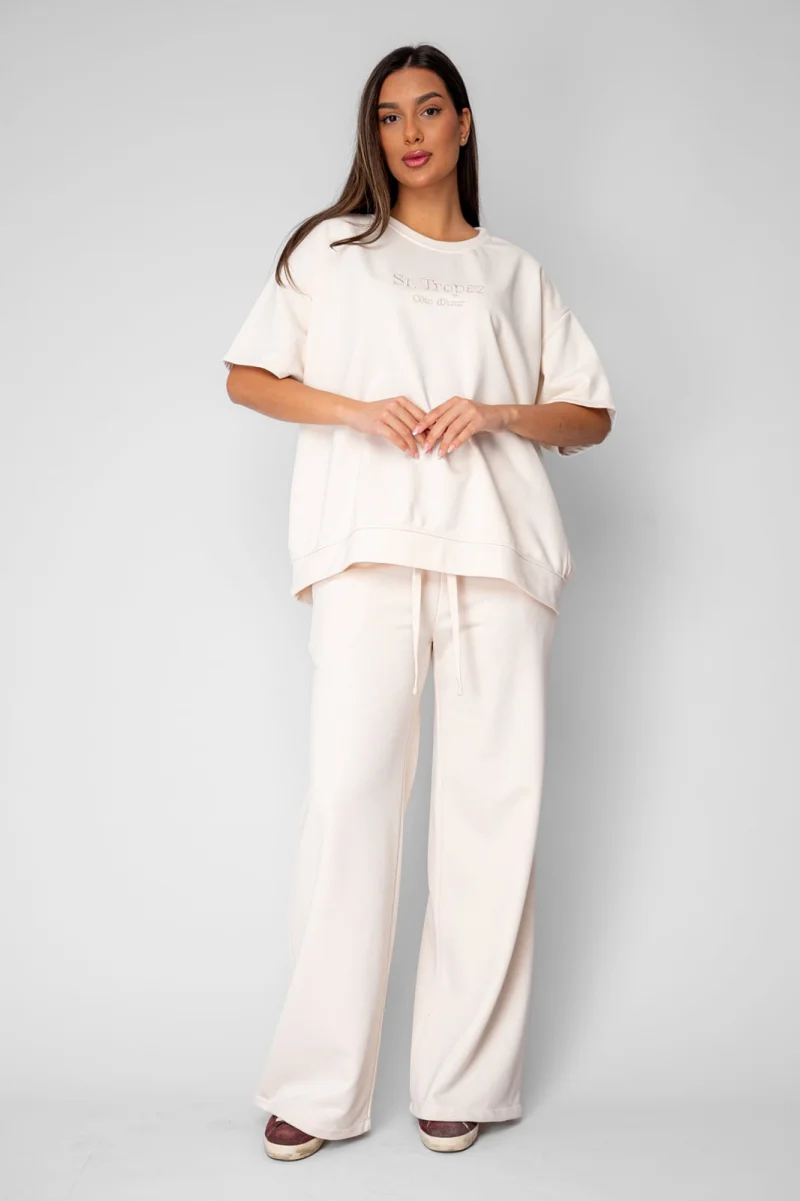 Set Oversized Tricou si Pantalon lung Beige
