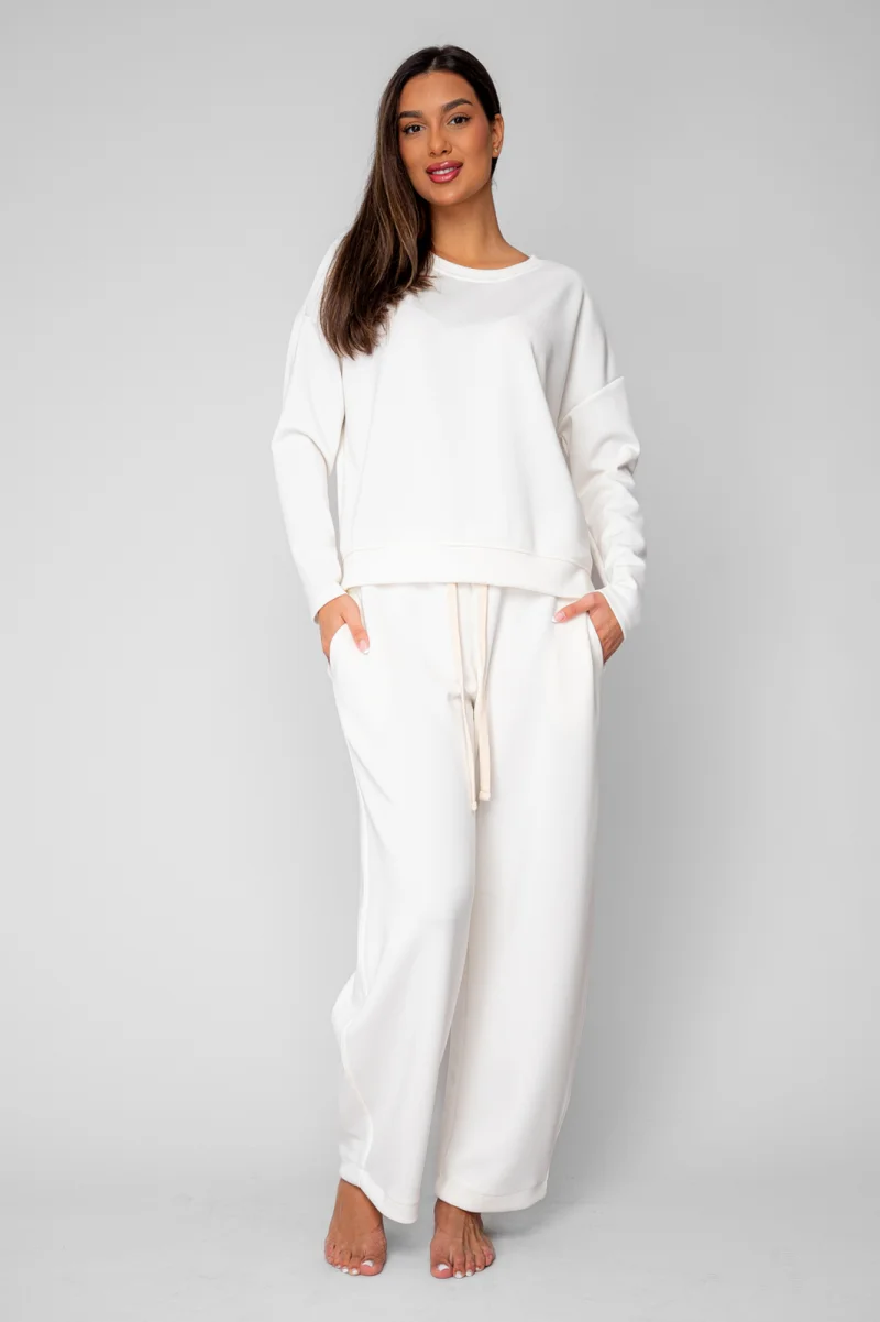 Set Oversized Bluza si Pantalon lung larg Off White