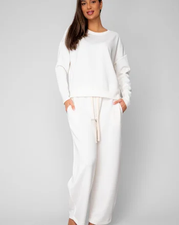 Set Oversized Bluza si Pantalon lung larg Off White