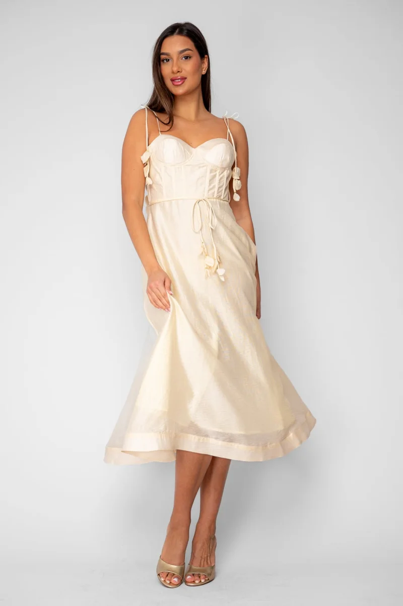 Rochie lunga cu bretele Beige