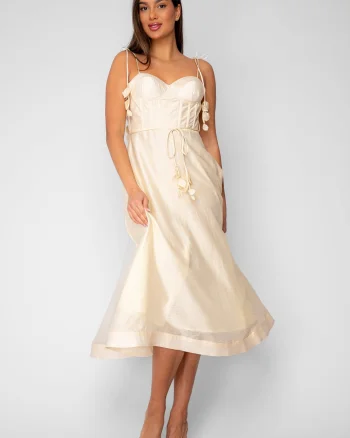 Rochie lunga cu bretele Beige