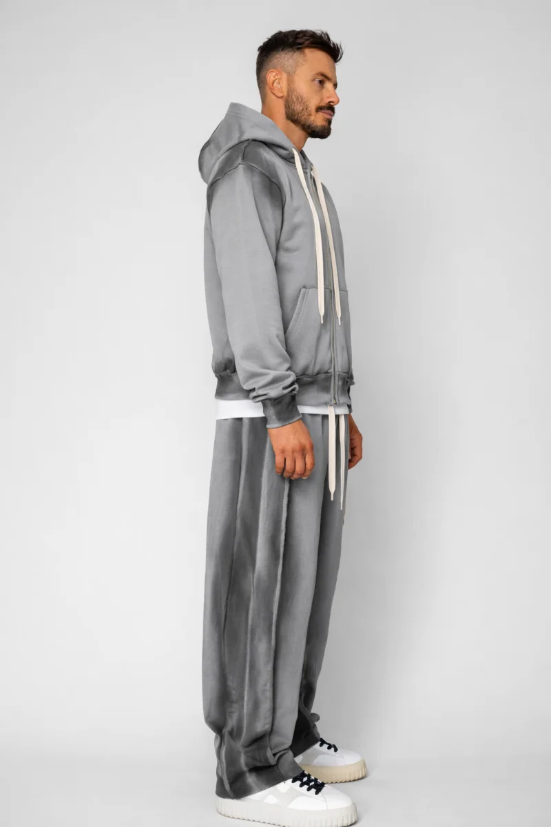 Set hanorac cu fermoar si pantalon lung Grey Prespalat