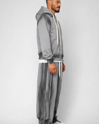 Set hanorac cu fermoar si pantalon lung Grey Prespalat