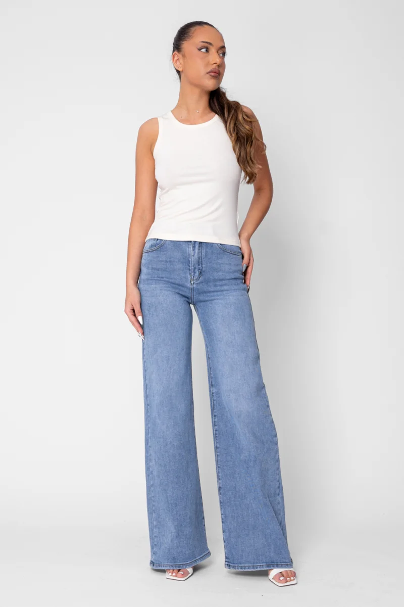 Blugi elastici largi Blue