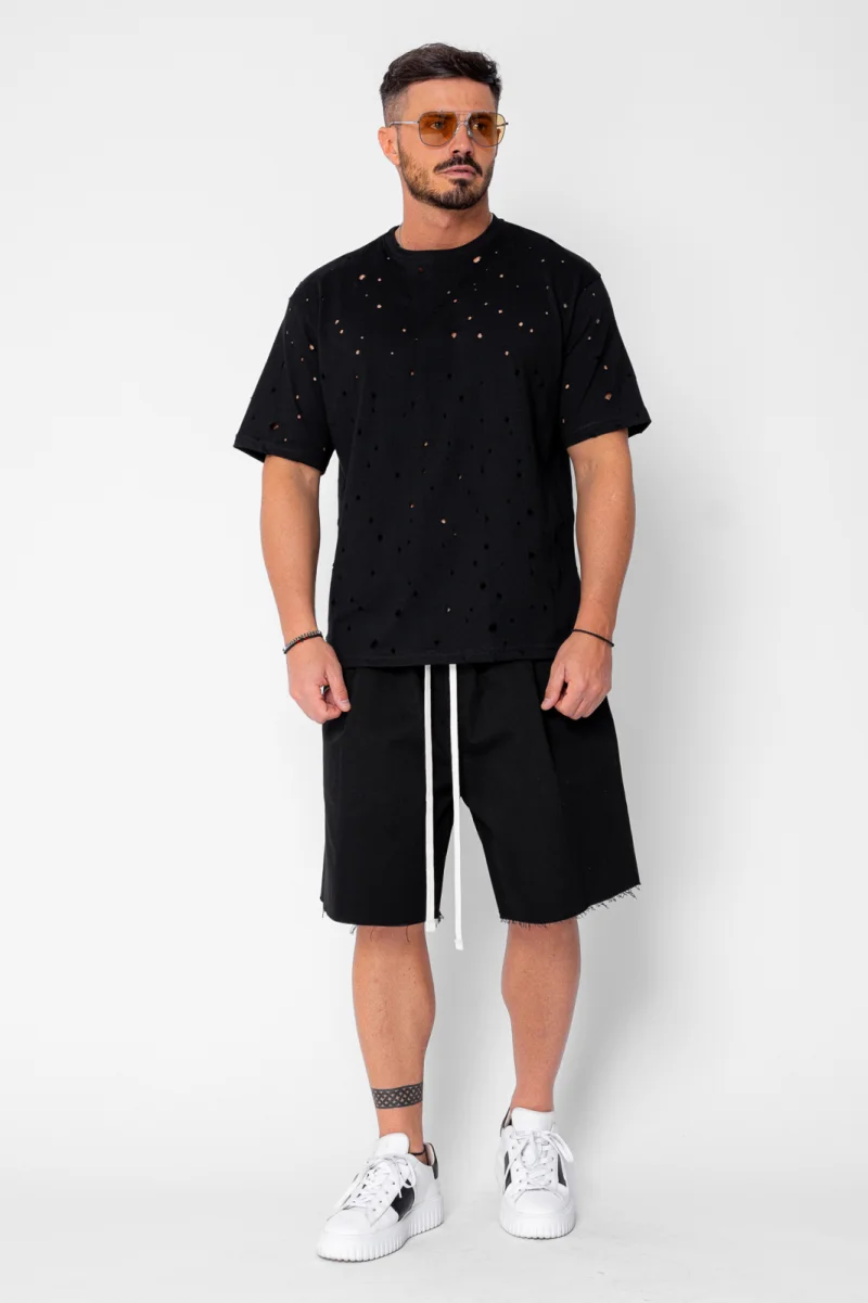 Tricou regular Ripped Black