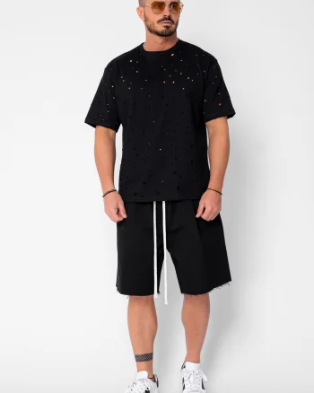 Tricou regular Ripped Black