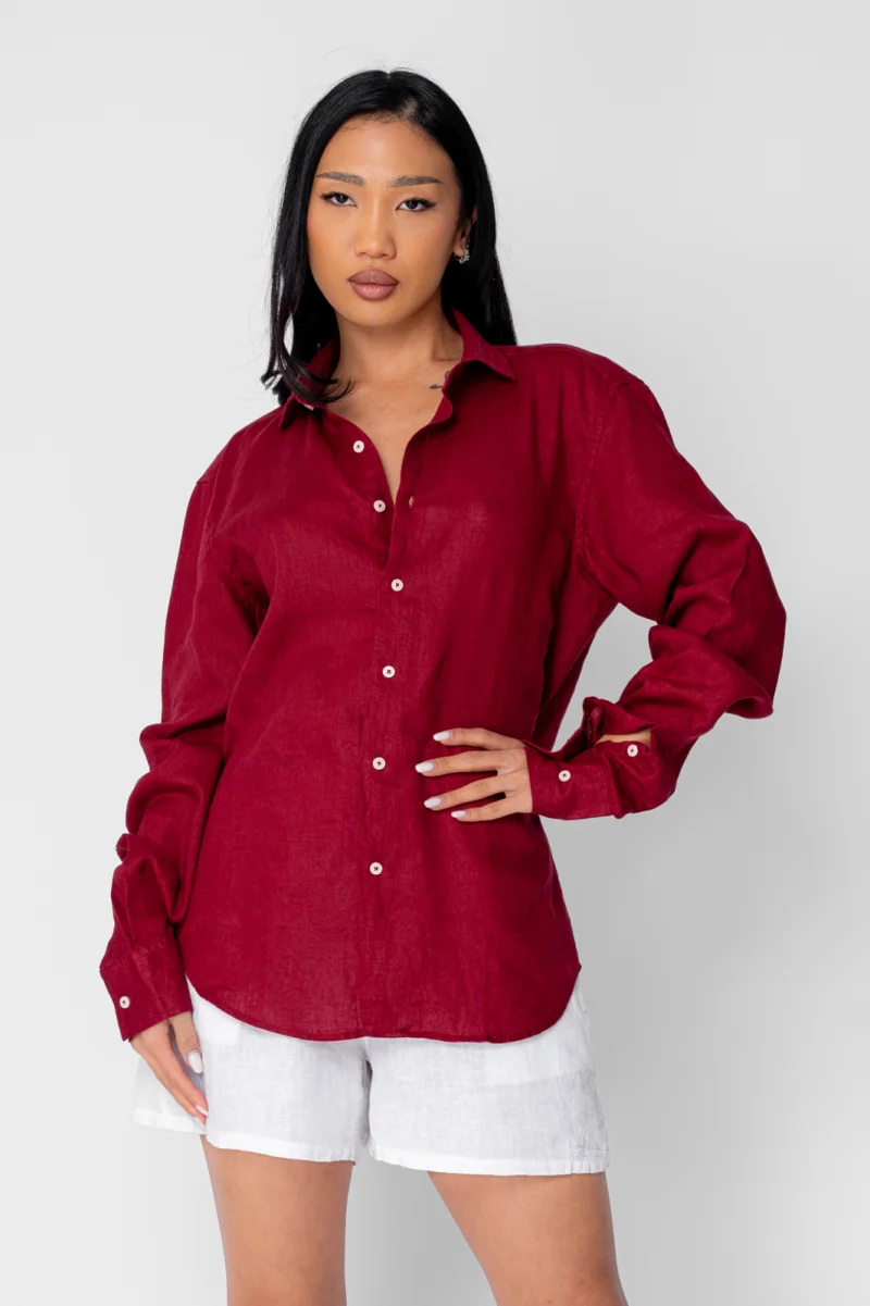Camasa Boyfriend dIn 100% In Burgundy