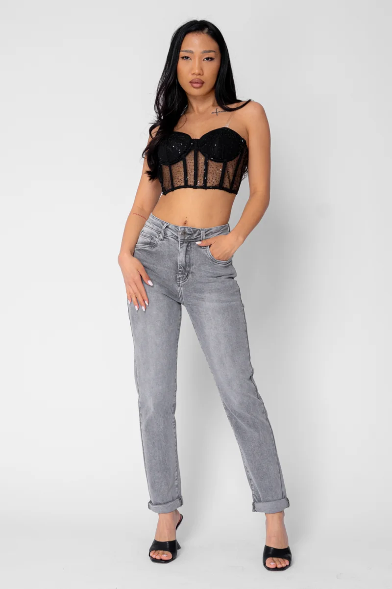 Blugi elastici conici Grey