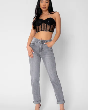 Blugi elastici conici Grey