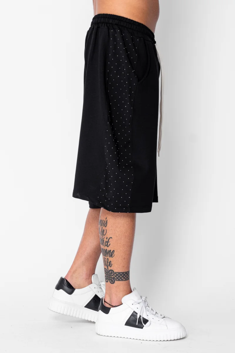 Pantaloni scurti Oversized cu strasuri Black