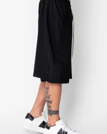 Pantaloni scurti Oversized cu strasuri Black