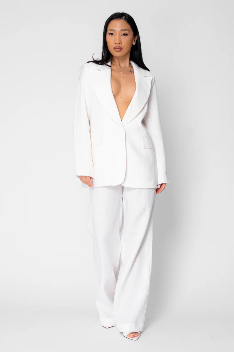 Set Sacou si Pantaloni lungi din 100% IN White
