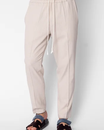 Pantaloni lung din IN cu snur conic Beige