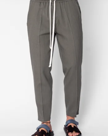 Pantaloni lung din IN cu snur conic Dark Olive