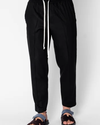 Pantaloni lung din IN cu snur conic Black