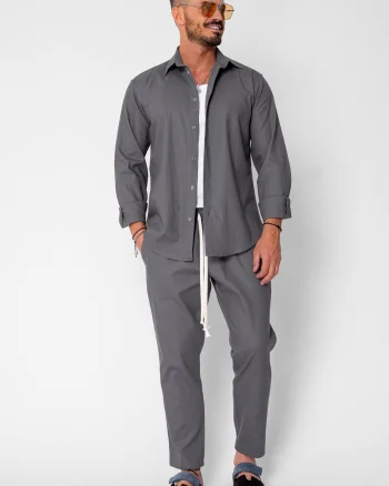 Set Lino Long camasa si pantalon lung din In Premium Edition Grey Anthracite