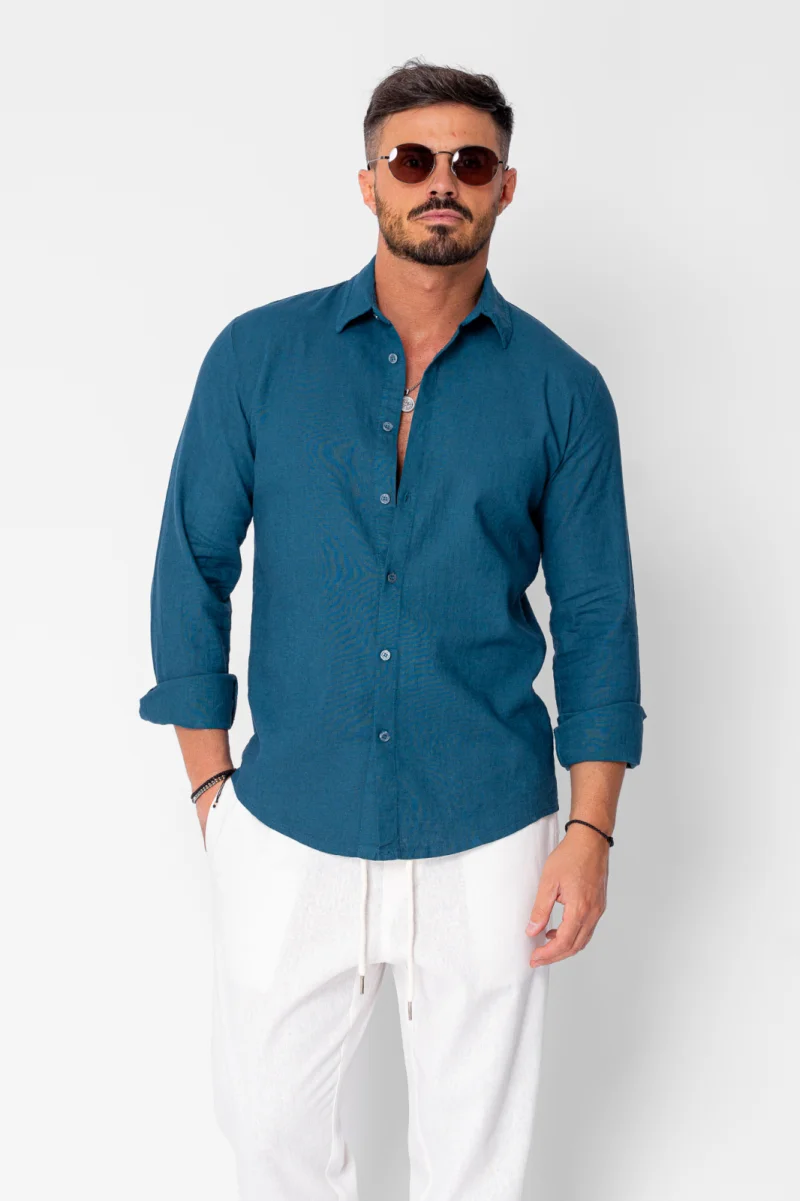 Camasa din 100% In Maroccan Blue New