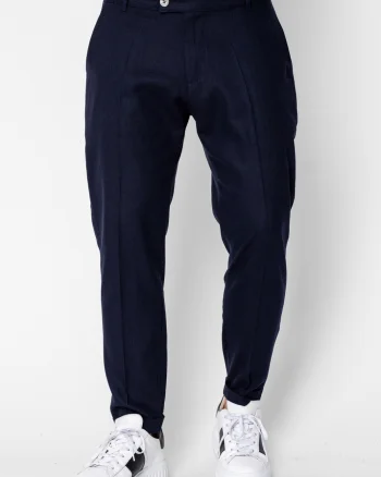 Pantaloni lung din IN cu tiv intors Navy