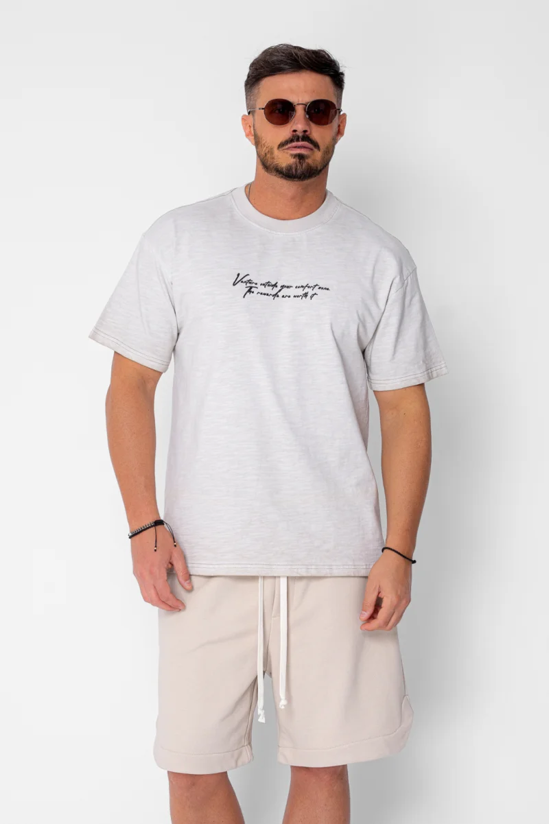 Tricou Venture Oversized imprimat Light Beige