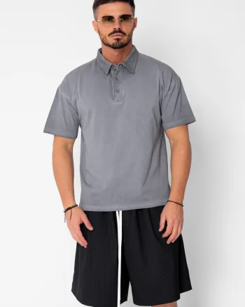 Tricou Polo Oversized Grey Anthracite