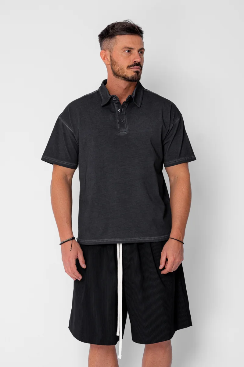Tricou Polo Oversized Black