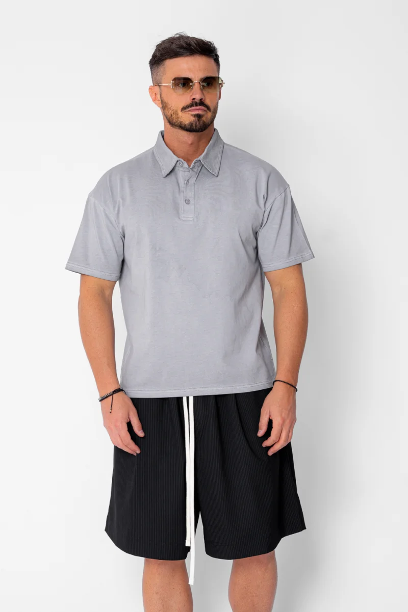 Tricou Polo Oversized Grey