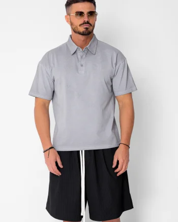Tricou Polo Oversized Grey