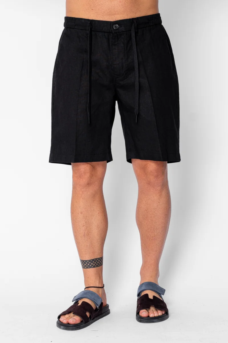 Pantaloni scurti din IN cu nasture si snur Premium Edition Black
