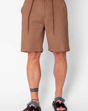 Pantaloni scurti din IN cu nasture si snur Premium Edition Brown