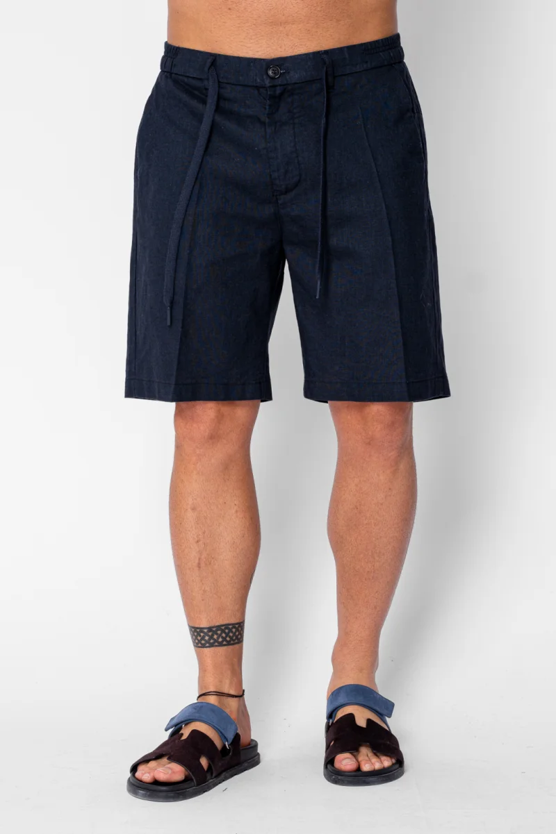 Pantaloni scurti din IN cu nasture si snur Premium Edition Navy