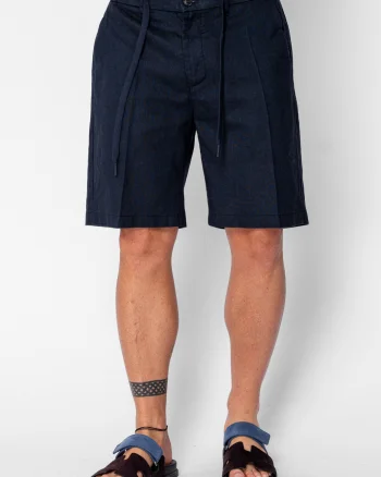 Pantaloni scurti din IN cu nasture si snur Premium Edition Navy