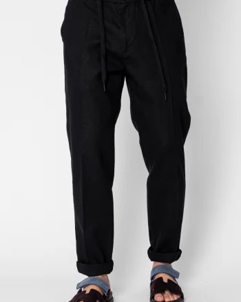 Pantaloni lung din IN cu nasture si snur Premium Edition Black