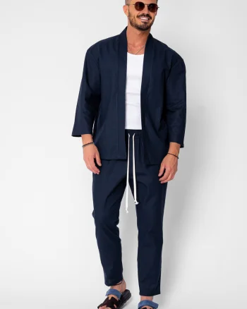Set Tulum Jacheta tip kimono si pantalon lung Premium Edition Navy