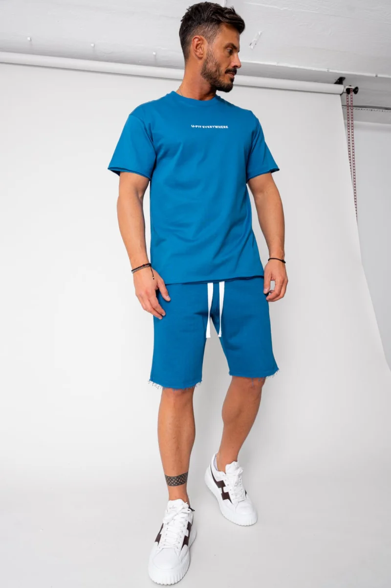 Set Axis tricou si pantalon scurt Peacock Blue