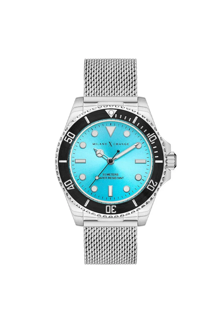 Ceas barbatesc  model MXG1120, curea din otel gri metalizat, mecanism Quartz, rezistenta la apa 5 ATM, 43 mm.