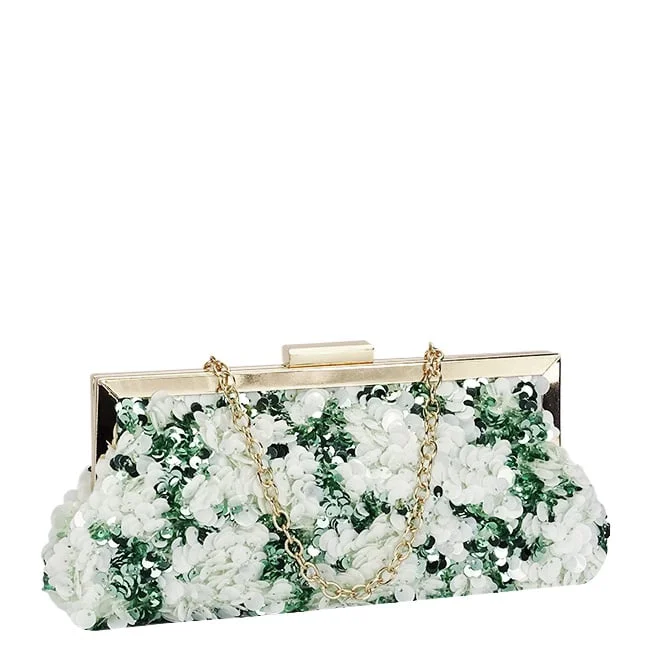 Geanta clutch alb verde cu paiete BMN-1248 06