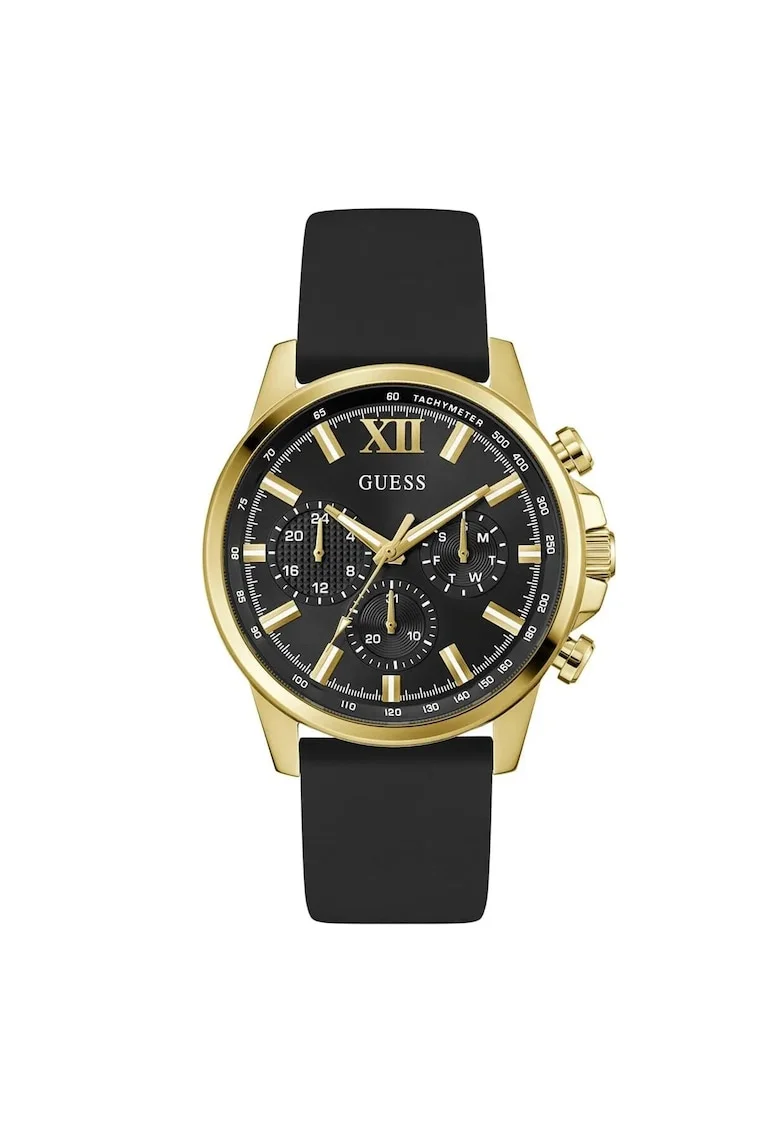 Ceas barbatesc  GW0913G2, mecanism Quartz, curea silicon neagra, diametru 44 mm, culoare aurie
