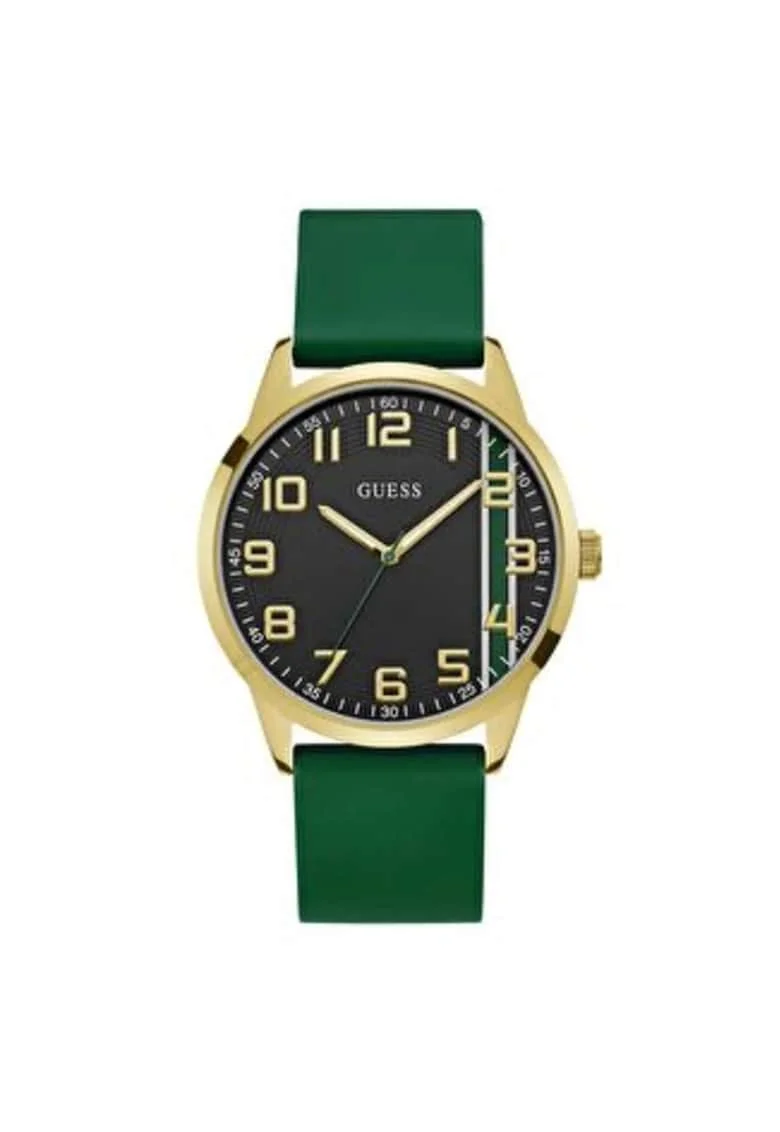 Ceas barbatesc  44 mm, carcasa din otel, curea din silicon, verde, rezistenta la apa 5 ATM