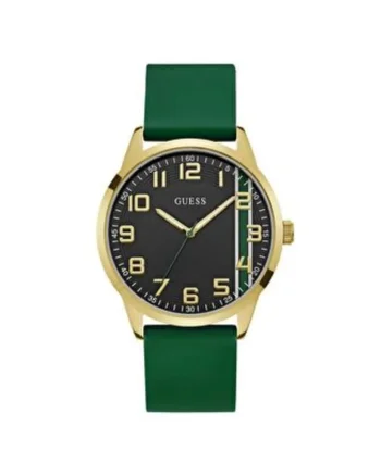 Ceas barbatesc  44 mm, carcasa din otel, curea din silicon, verde, rezistenta la apa 5 ATM