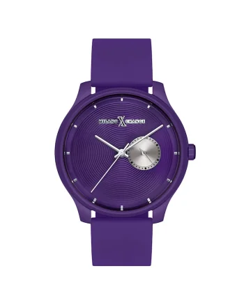 Ceas barbatesc  42 mm, carcasa din otel, curea din silicon, violet, rezistent la apa 3 ATM