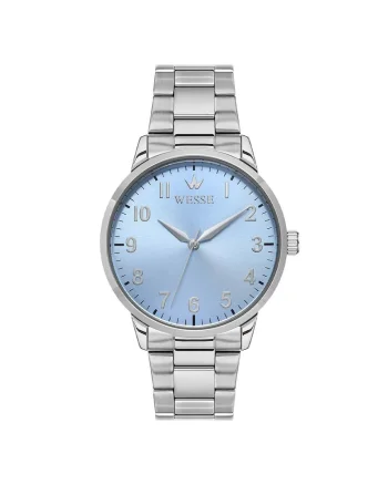 Ceas barbatesc  41-46 mm, curea din otel gri metalizat, mecanism quartz, rezistenta la apa 5 ATM