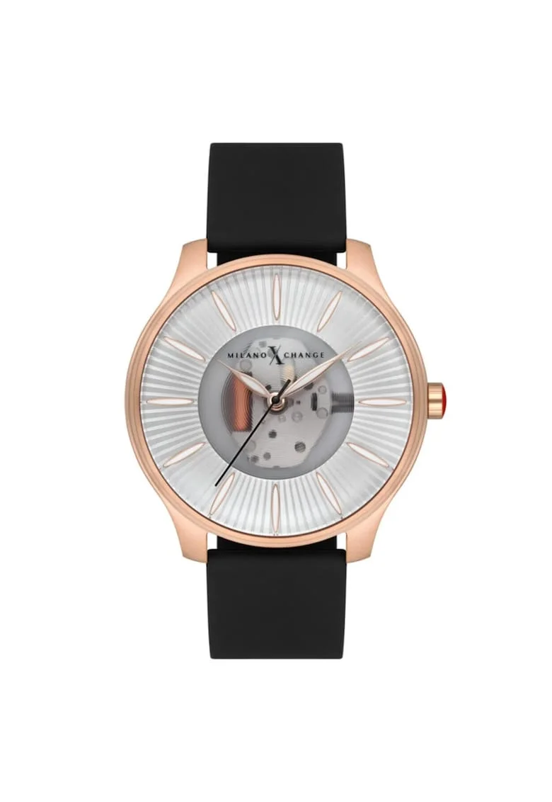 Ceas barbatesc  MEX3175, carcasa 43mm, culoare aurie, curea neagra, mecanism quartz, rezistenta la apa 3 ATM