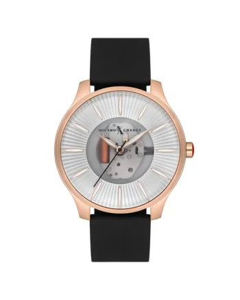 Ceas barbatesc  MEX3175, carcasa 43mm, culoare aurie, curea neagra, mecanism quartz, rezistenta la apa 3 ATM