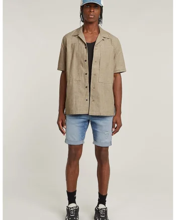 Blugi scurti slim fit din amestec de lyocell 3301, Albastru deschis