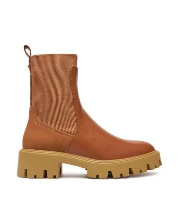 Botine dama,  84377, Piele naturala, Maro