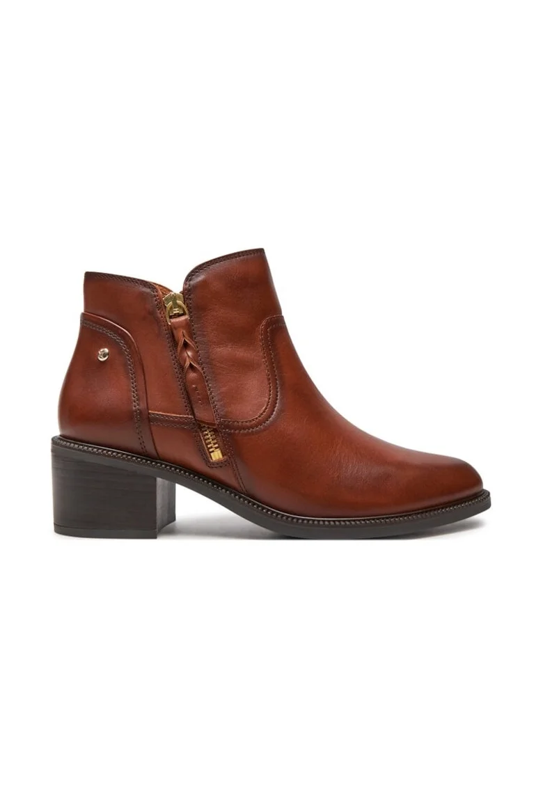 Botine dama,  304358, Piele naturala2, Maro