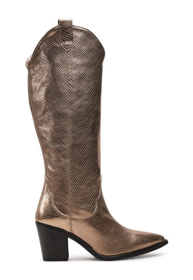 Cizme si botine cowboy Mayer F24 Mar Auriu,  Piele lacuita, Auriu